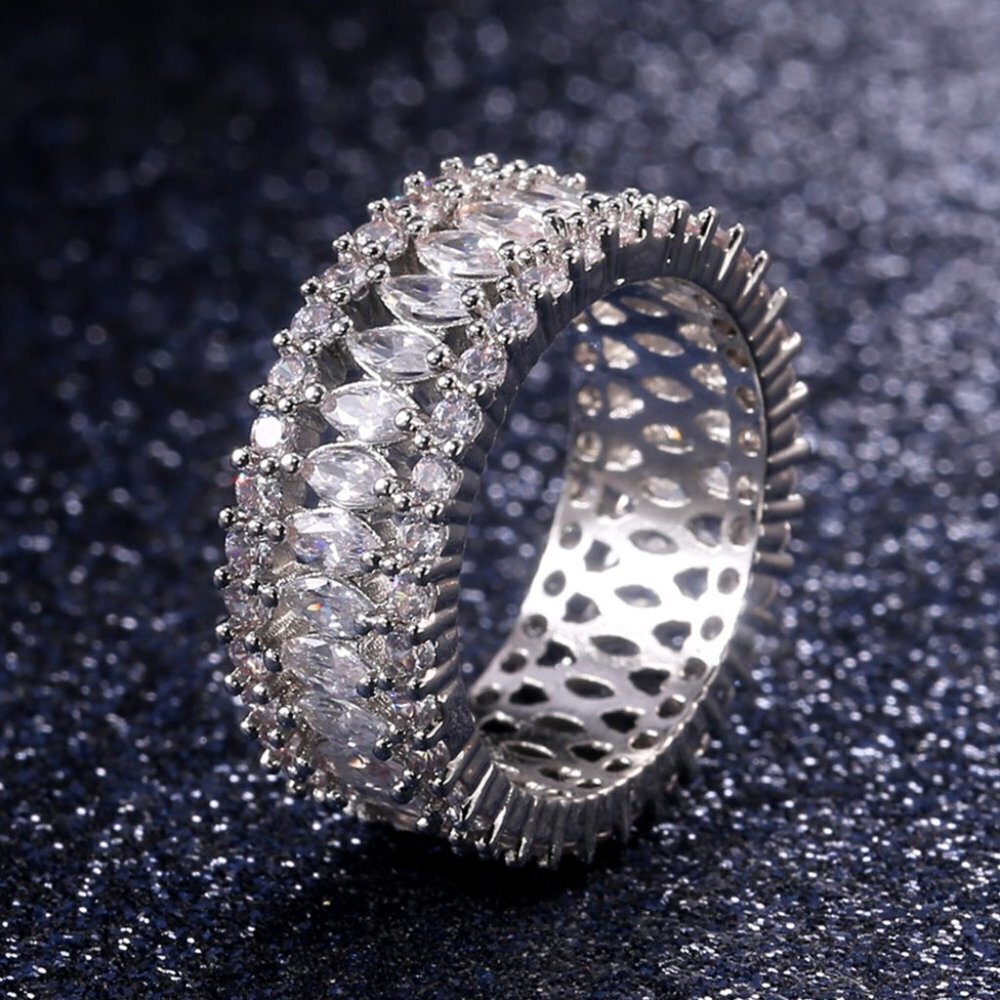 💞 Fashion Dainty Marquis Round Gems Beautiful Eternity Rings Women, PD168